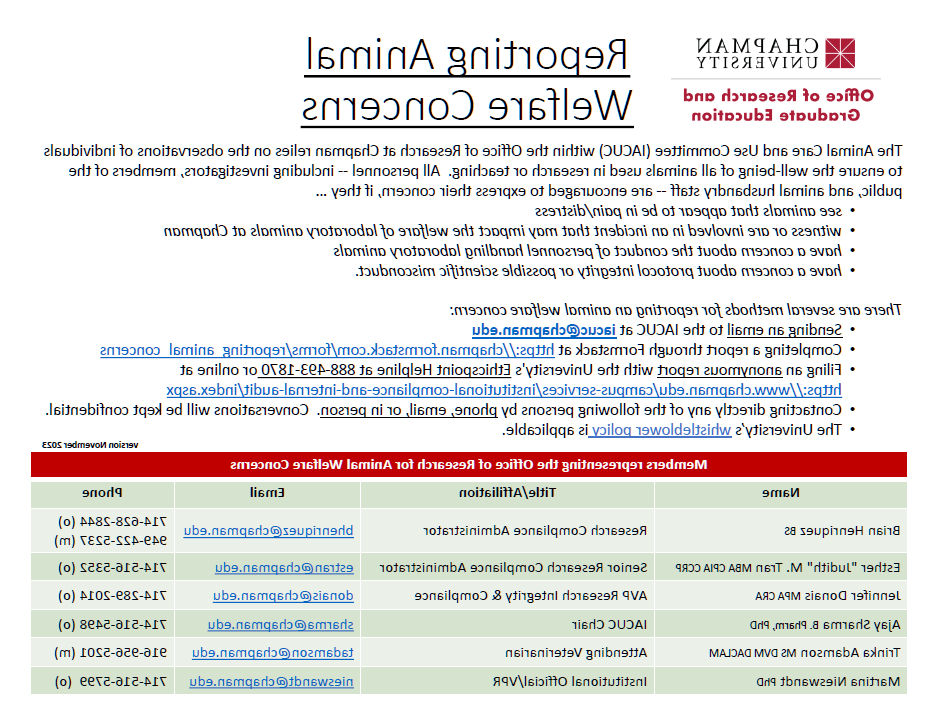 Reporting Animal Welfare Concerns contact tree